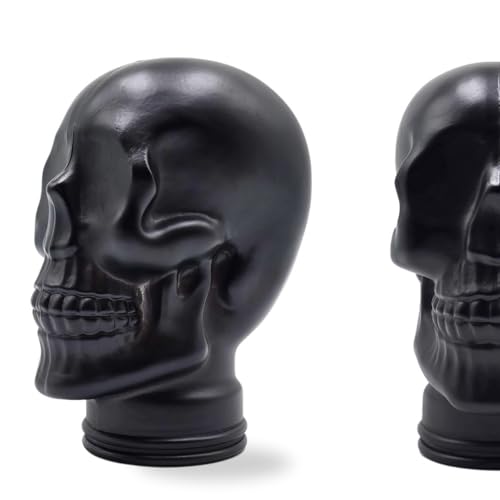 DESIGN DELIGHTS Stabiler Glaskopf Totenkopf - Kopfhörerständer & Deko-Schädel - Glas Skull Dekoobjekt Finishes - Farbe: M01 schwarz