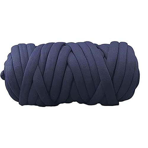 Braid Cotton Yarn Arm Knitting DIY Handmade Chunky Blanket Machine Washable (Navy-6.6 LB)