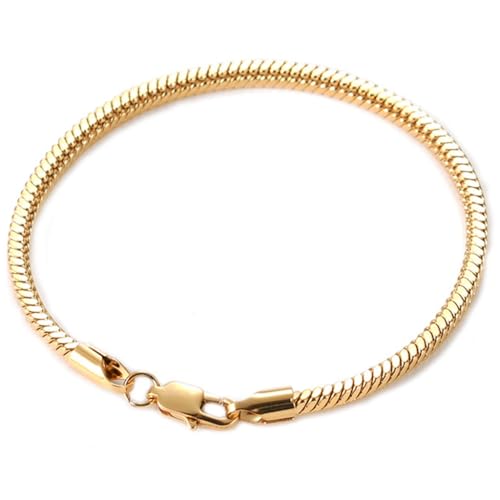 Jude Jewelers Stainless Steel Snake Chain Style Bangle Bracelet (Gold)