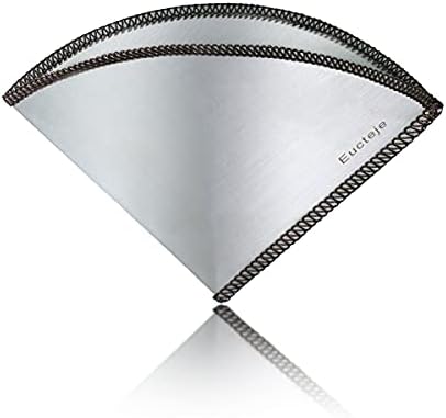 Eucteje Stainless Steel Coffee Filter Permanent Filter Reusable Filter Bags Compatible with V60 and Chemex for Pour Over Filter Holder Hand Filter Coffee Machine (Size 4, 1-4 Cups)