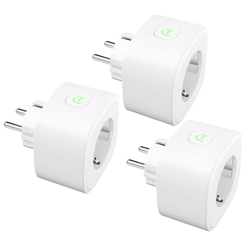 Meross Enchufe Inteligente con Monitor de Consumo, WiFi Enchufe Compatible con Alexa y Google Home Horarios & Temporizadores, No Necesita HUB, Protección Contra Sobrecarga, WiFi 2,4 GHz, 3 PCS