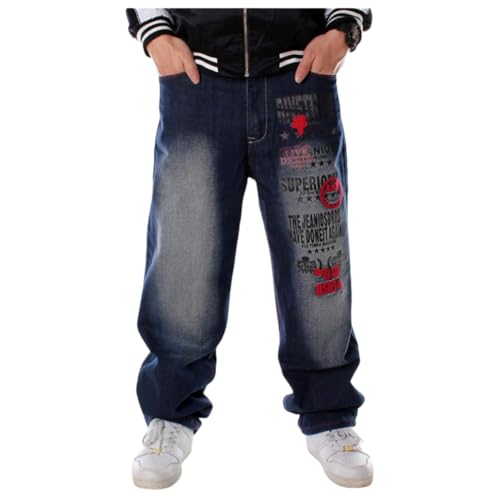 Men's Classic Baggy Jeans Y2K Hip Hop Streewear Jeans Casual Dance Jogging Trousers Loose Fit Denim Pants