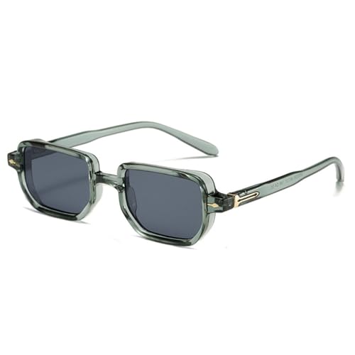 Retro Rectangle Rivets Men Punk Gradient Sunglasses Shades UV400 Fashion Olive Green Sun Glasses