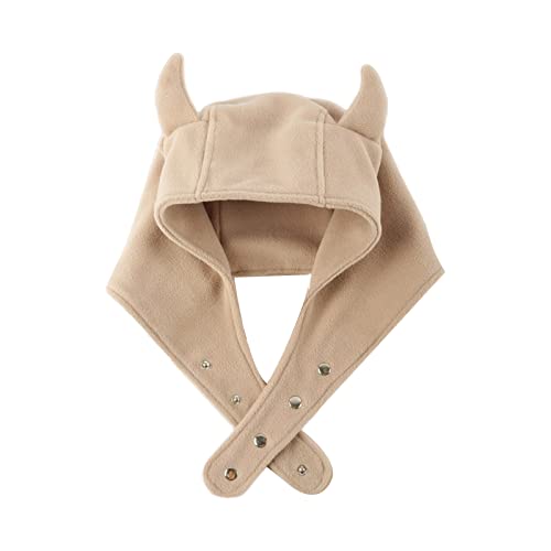 GRABAGECAN Horn Shape Winter Hat Solid Color Polyester Hats for Adult Fleece Ear Protects Hats Women Shopping Daily Wear
