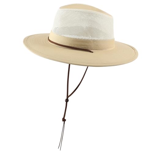 Image of Home Prefer Cotton Summer Fedora Hat Wide Brim Sun Hats for Men Women UPF 50+ Sun Protection Cap for Fishing Hiking