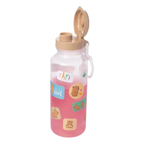 Garrafa Decorada Custumizável com Adesivos Capivara 600 ml Plasútil
