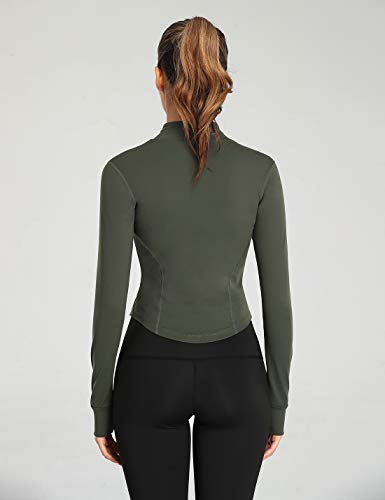 Gacaky Women's Athletic Jacket Lightweight Full Zip Up Yoga Jacket Cropped Workout Slim Fit Tops with Thumb Holes3