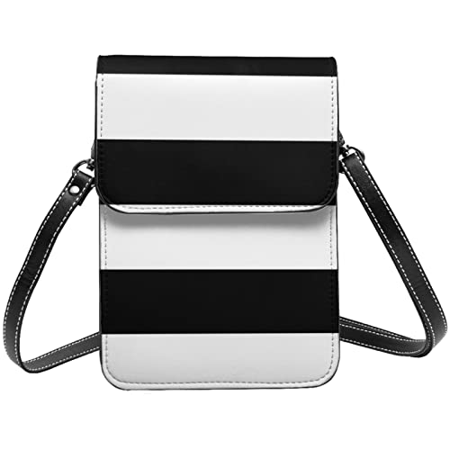 Sac à bandoulière pour téléphone portable en cuir à rayures avec rabat chic