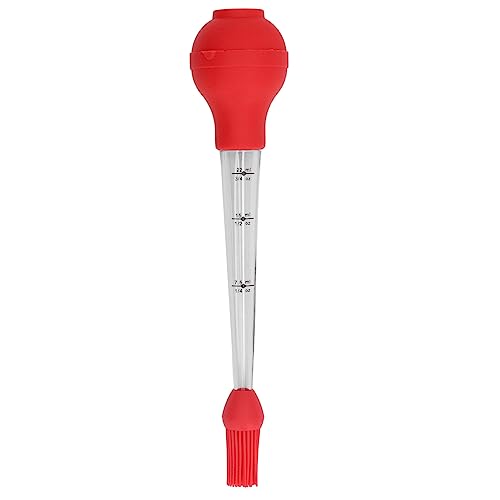 Fdit Aguja Baster, Acero Inoxidable 2 en 1, de Barbacoa de Pavo, Tubo de Condimento de Goteo de Aceite, Bomba de Carne, Bombilla, Herramienta de Cocina para Asar (Rojo)