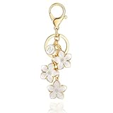 XGALBLA Big Flower Keychain, Enameled Cute White Flower Initial Letter N Keychain for Women, Bag Charms for Handbags Purse Accessories(White N)