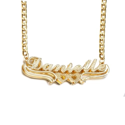 Custom Double Plated Name Necklace 18K Gold Plated Name Chains for Women Nameplate Pendant Jewelry Gift