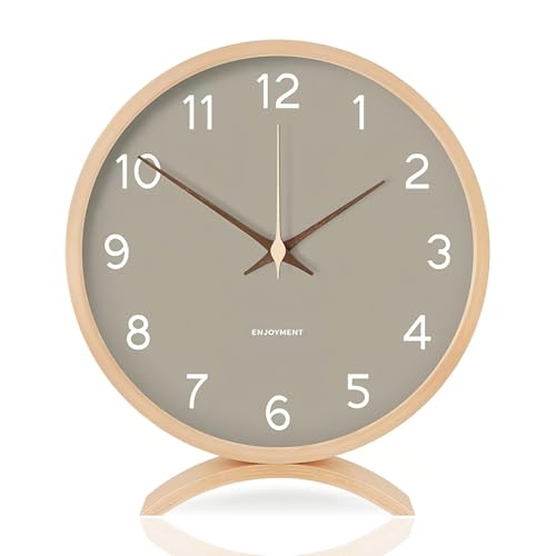 BVI BOOMERVIVI Tischuhr Analog, Tischuhr ohne Ticken mit Lautlosem Uhrwerk, Batteriebetrieben, Holz...