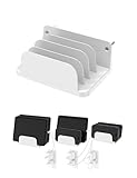 NOTMBESTM Wall Mount Phone Holder for Smartphones and Tablets, Phone Shelf with 4-Slot Docking Station Compatible with Tablet, ipad, Kindle Wall Charging Organizer (Black)