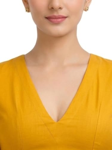 Image of Thevasa Women's Everyday Divine Depth V Neck Half Sleeves Blouse