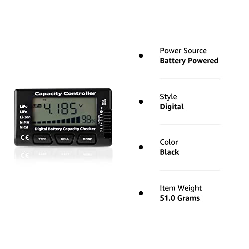 Digital Battery Capacity Tester, Battery Capacity Voltage Checker Controller Tester With Lcd For Lipo Life Li-Ion Nimh Battery #TOP7