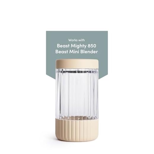 Beast 640mL Blending Vessel + Storage Lid | Compatible with 600W Beast Mini Blender | Blend Smoothies and Shakes (Sand, 640mL)