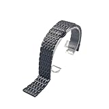 Run Ken Correa de reloj delgada de acero inoxidable, accesorios, 12 mm, 14 mm, 16 mm, 18 mm, 20 mm, 22 mm, dorada y plateada, resistente al agua, con hebilla de mariposa.(Black,18mm)
