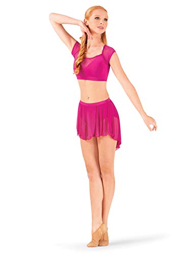 Body Wrappers Adult High-Low Mesh Dance Skirt BW9108BLKXSS Black XSS