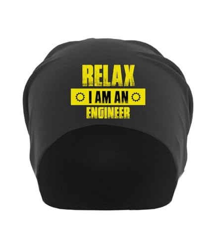 Bonnet souple unisexe noir coton fin motif engrenages style ingénieur décontracté