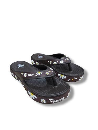 Image of ADDA MY TIME-2 || Durable & Comfortable || EVA Sole || Lightweight || Fashionable || Super Soft || Outdoor Slipper || Sliders for Women (DK.BROWN, UK Footwear Size System, Adult, Women, Numeric, Medium, 7)