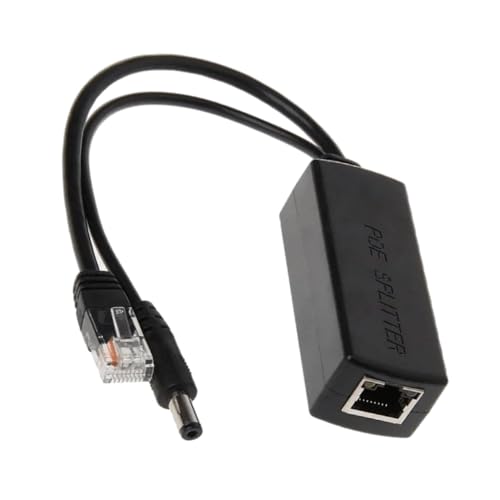 Image of SANCY Active PoE Splitter, 48V to 12V Power Over Ethernet, Gigabit 10 /100 /1000Mbps, IEEE 802.3af /at Compliant, 5.5x2.1mm DC, Up to 328ft, for IP Cameras & DC Devices (Pack of 1)