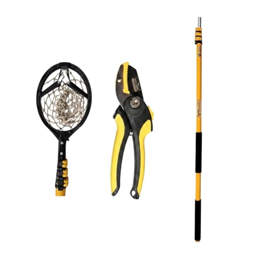 Image of Hectare Precision 3-in-1 Tree Pruner & Fruit Picker Set - 10ft Telescopic Pole, Detachable Saw Blade, Mesh Net Head, and Anvil Pruning Shears - No-Ladder Harvesting & Trimming Solution