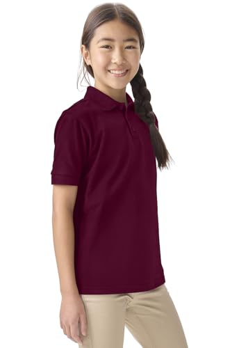 Image of Classroom School Uniforms for Boys and Girls Short Sleeve Pique Polo | Adult Fit, Matching Ribbed Collar, Banded Sleeves, Three-button Placket, Comfortable Fit, School Uniform Essential