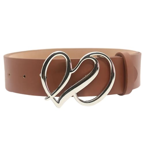 Fashionable PU Leather Belt With Heart Buckle Elegant Waist Belt Showcasing Your Charm Suitable For Various Occasion