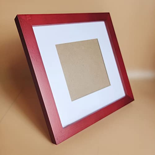 Image of 8x8 Picture Frames RED Solid Wood Frame, Plastic Panel (Film Needs to be Removed) Table or Wall.Front Window Opening 7.5x7.5 inch.