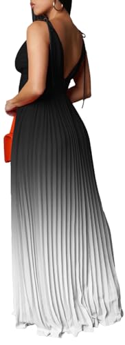 Image of ZVO Women Maxi Dress Sexy Cocktail Party Long Dress Summer Loose Beach Dresses A-line Pleated Halter Dress