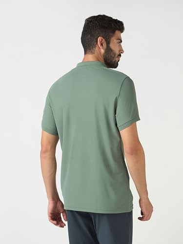 Image of TECHNOSPORT Men's Solid Slim Fit Polo Collar T-Shirt MATPIQ Half Sleeve Button Polyester for Gym Running Workout UPF50+ Anti Odour