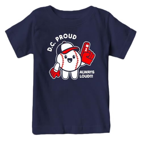 Washington Proud, Always Loud Kid's T-Shirt for Baseball Fans (Navy Shirt, YS)