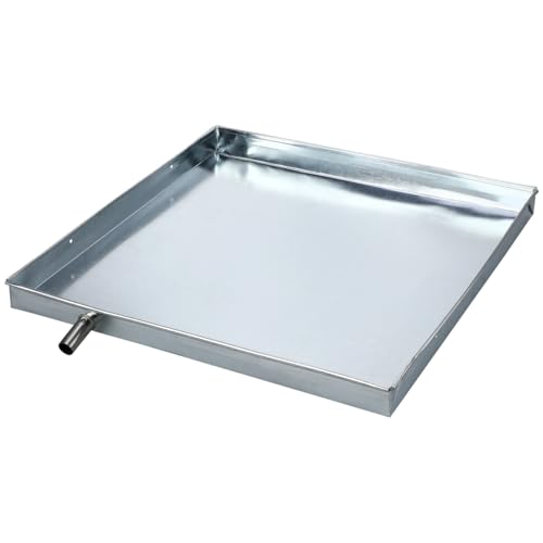 Image of Housoutil Air Conditioner Drip Pan, Galvanized Iron AC Drip Tray, Square Window AC Drain Tray, Condensate Catch Basin, Metal Split Water Catcher for Leakage Protection Outdoor Indoor Unit -15.72 Inch