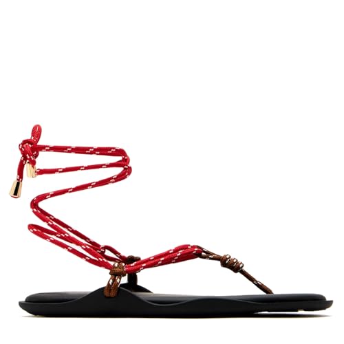 Image of ZJGZF Rope Flip Flop Sandals for Women Thong Sandals Adjustable T Straps Comfortable Soft Flat Sandals