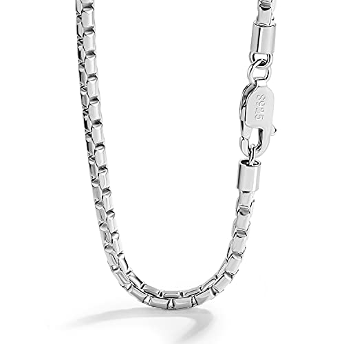 Fashion Men 925 Sterling Silver Necklace Italy 5MM Square Rolo Link Round Box Chain Chokers 18 