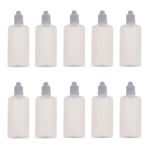 DIY-24H | 10 Stück Leerflaschen 100ml Tropfflaschen für Öle oder Liquids mit Verschluss PE Flaschen