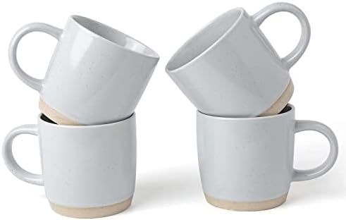 famiware Milkyway Coffee Mugs, 12 oz Coffee Mug Set for 4, Tea Cups with Handle for Coffee, Tea, Cocoa, Milk, Light Gray