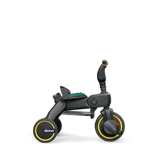Image of Doona Liki Trike S5 - Premium Foldable Trike for Toddlers, Kids /Baby Tricycle Stroller with Cushion Seat, UPF 50+ Sun Protection & Harness, Parental Control, Ages 10 Months to 3 Years, Racing Green
