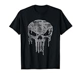 Marvel Punisher Dripping Gray Skull Vintage Chest Logo T-Shirt