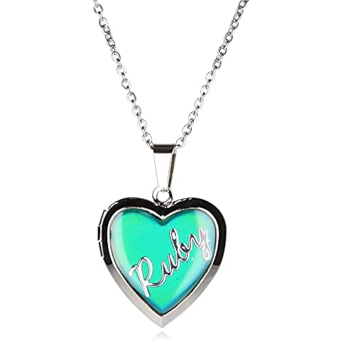 Ruby Girls Personalised Heart Mood Locket Necklace Cover