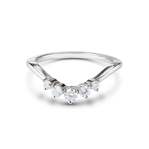 Round Cut 0.20CT Moissanite Diamond Wedding Band for Women Curved Ring Enhancer for Engagement Rings Guard Stacking 925 Sterling Silver Rose Gold Plated Size 4-10