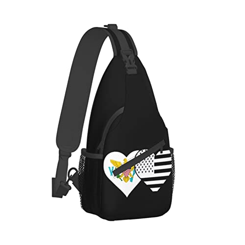 Mochila bandolera unisex con banderas Virgin Islands y USA miniatura 3