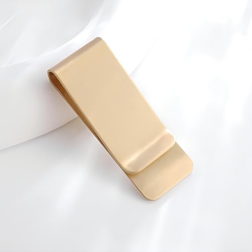 Small Men's Slim Money Clip, Stainless Steel Credit Business Card Holder, Pocket Cash Wallet, 2-Inch (2, Silver and Golden)2