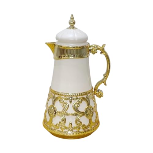 Fenteer Café térmico CARAFE 1L para bebidas calientes Vacú aspirador CARAFE para cocina, Albaricoque Blanco
