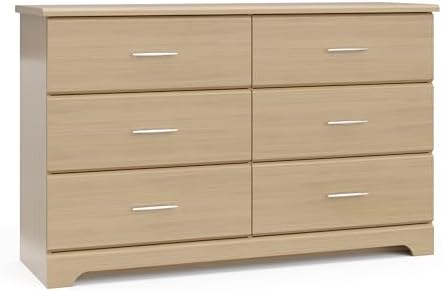 Storkcraft Brookside 6 Drawer Double Dresser (Driftwood) – GREENGUARD Gold Certified, Dresser For Nursery, 6 Drawer Dresser, Kids Dresser, Nursery Dresser Drawer Organizer, Chest of Drawers