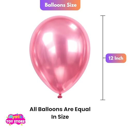 Image of 50 Pcs Pink Purple Rose Gold Metallic Chrome Balloons for Birthday Decoration Items Anniversary Baby Shower Boys Girls Kids Year With Latex Transparent Metallic Balloon Happy Birthday Decoration Kit