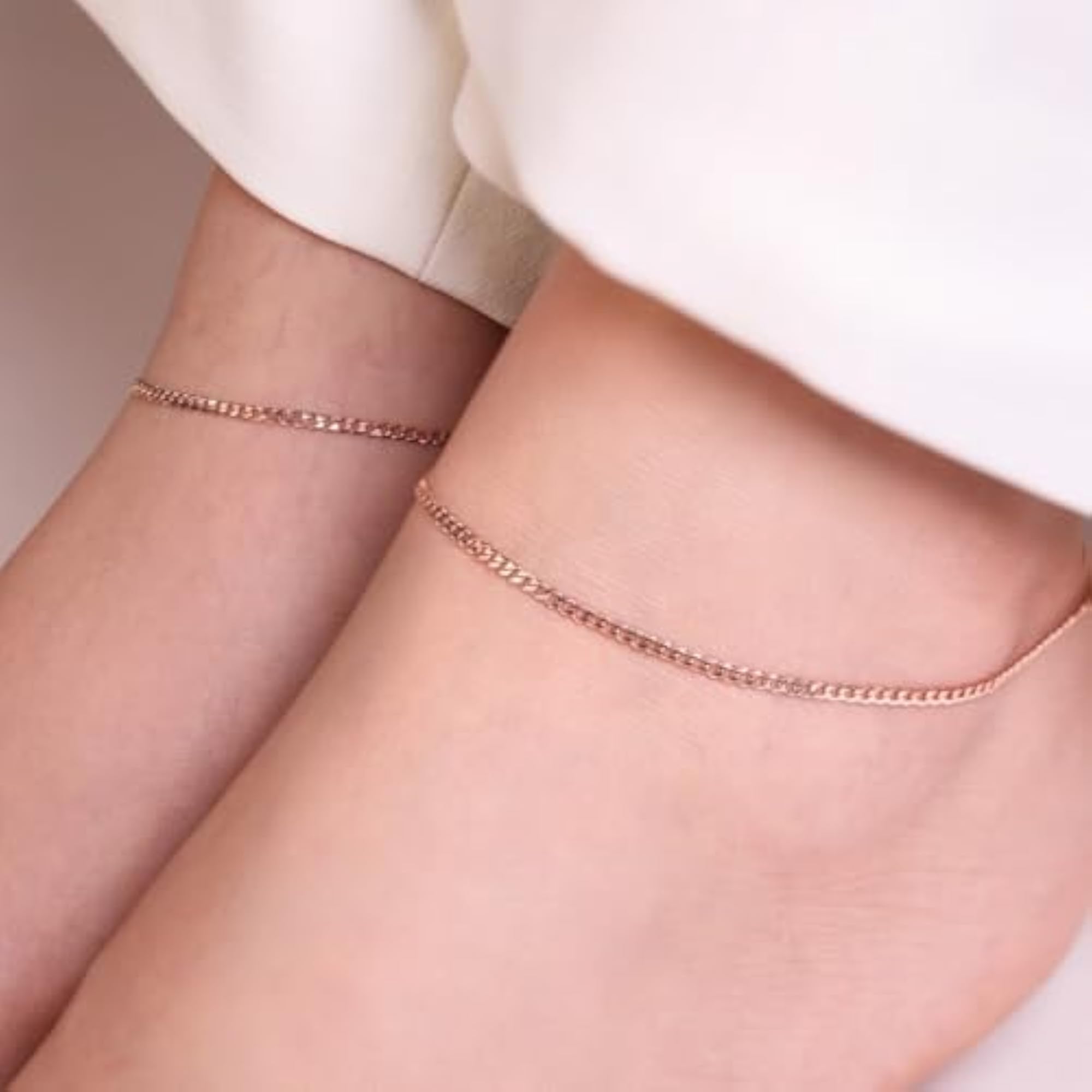 Women's 925 Sterling Silver Modest Chain Rose Plating Anklet