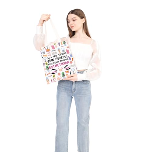 WSNANG Esthetician Gifts Esthetician Canvas Tote Bag Beautician Shopping Bag Beauty Artist Gift3