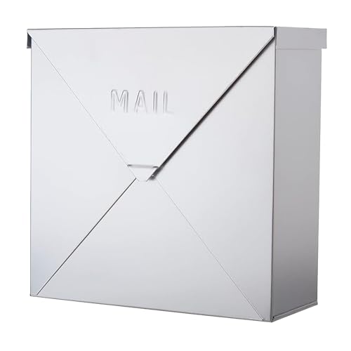 Image of NACH Mailboxes for Outside Wall Mount, 10 x 10 x 4 inch Silver Mail Boxes for House Outside, Waterproof Mailboxes for Outside - Chicago Style Mail Box