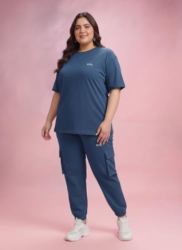 Image of Kepa Plus Size Summer Co Ord Set for Women | Top and Lower Set with Stretchable Waistband | Stylish Airport Outfit for Women | Western Track Suit Co-Ord Set for Casual Wear